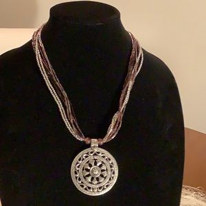 Beaded Multi strand Necklace with Pendant